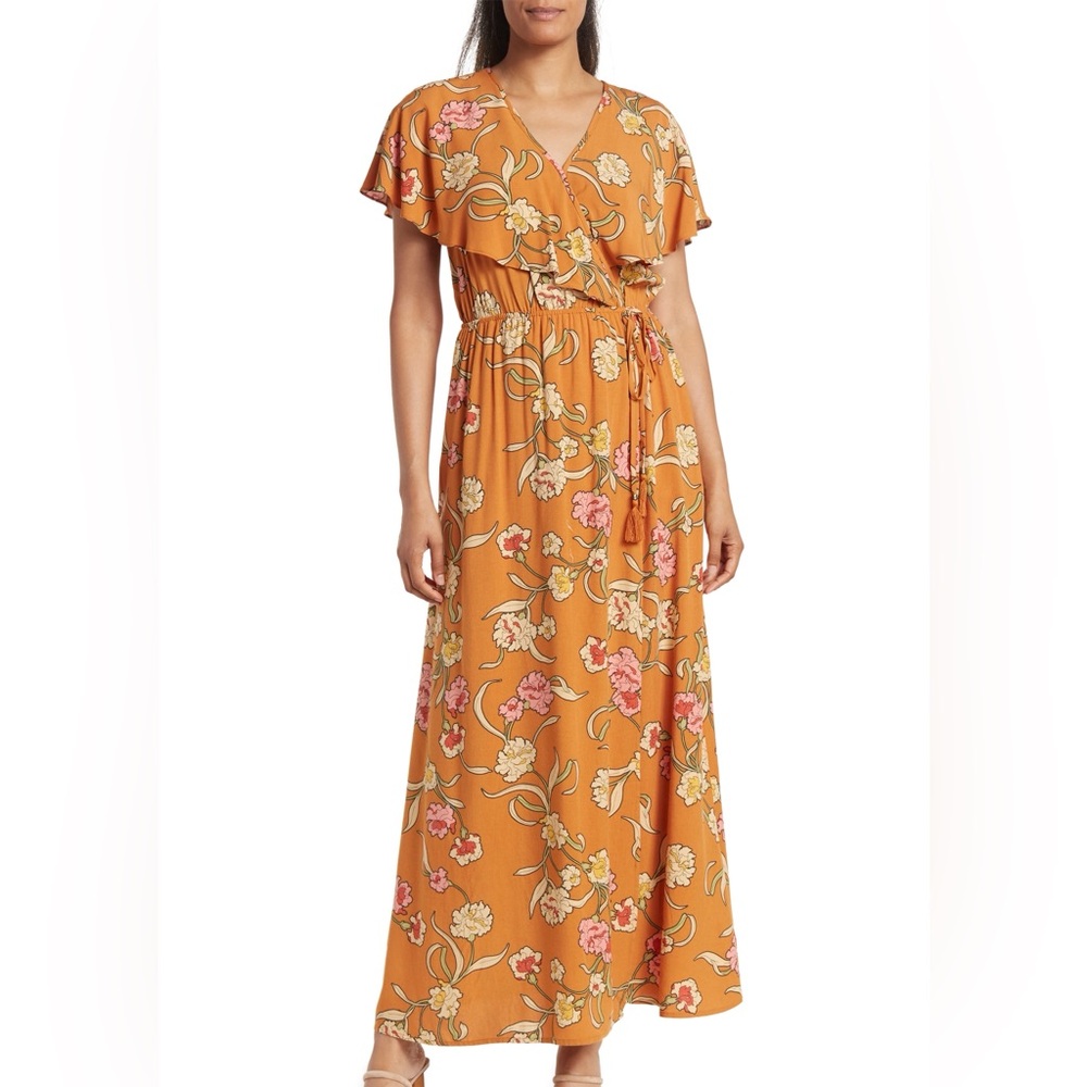 DR2 Floral Rayon Wrap Maxi Dress